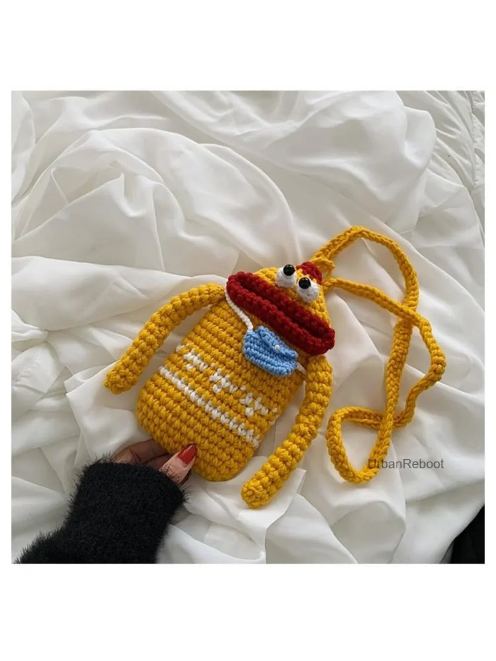 Crochet Crossbody Bag Sausage Mouth Knit Purse Mini Wallet